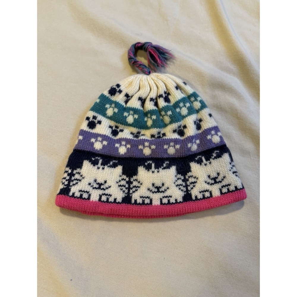 Mountain Ladies & Ewe 100% Wool Handmade In Vermont Cat Kitten Knit Beanie